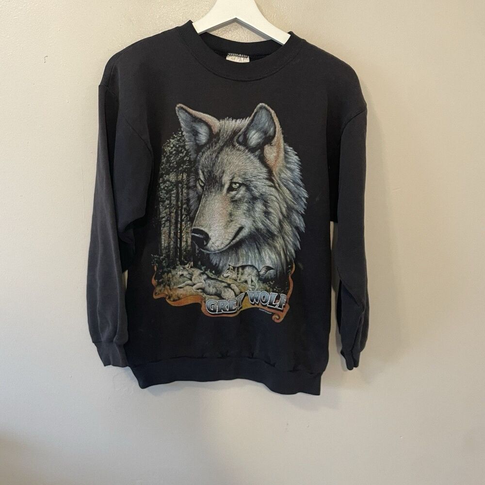Vintage Unisex Wolf Crewneck Made In USA Runs Small